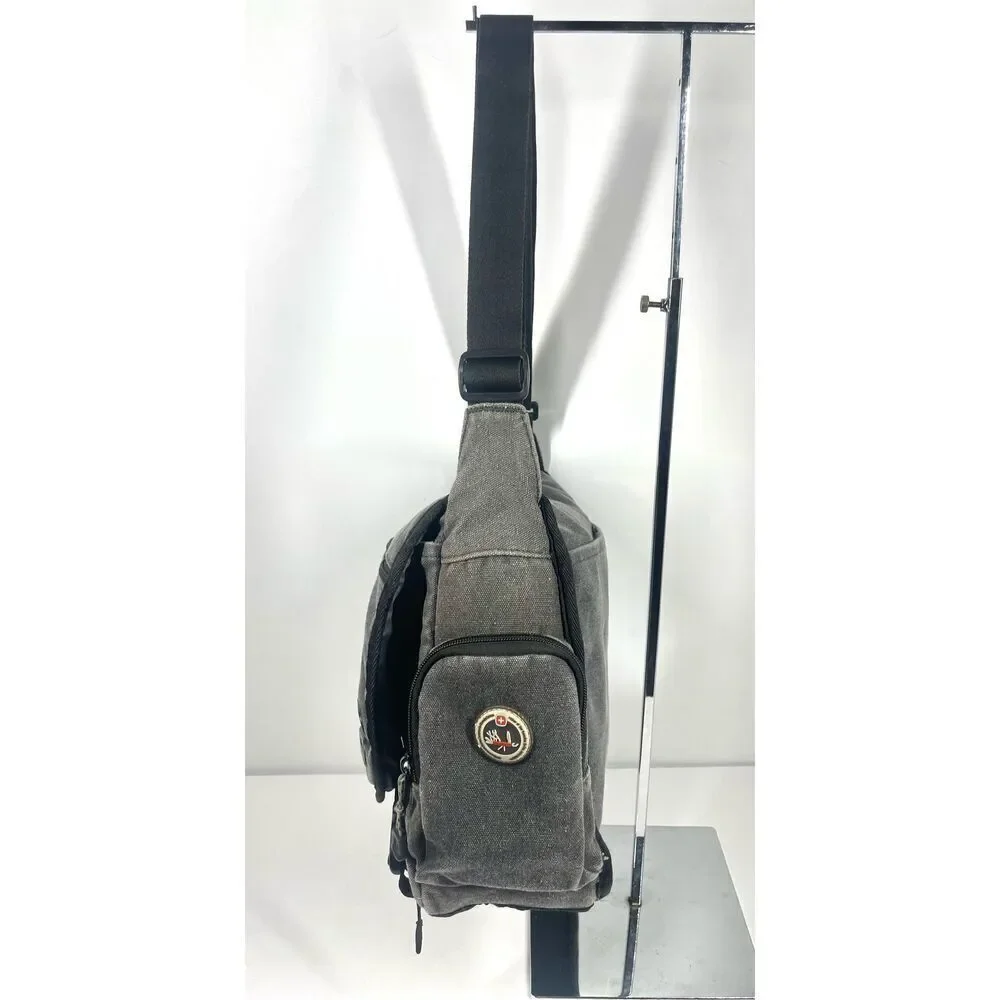 SwissGear Zinc Canvas Gray 14” Laptop Messenger Bag Shoulder Bag Top Handle